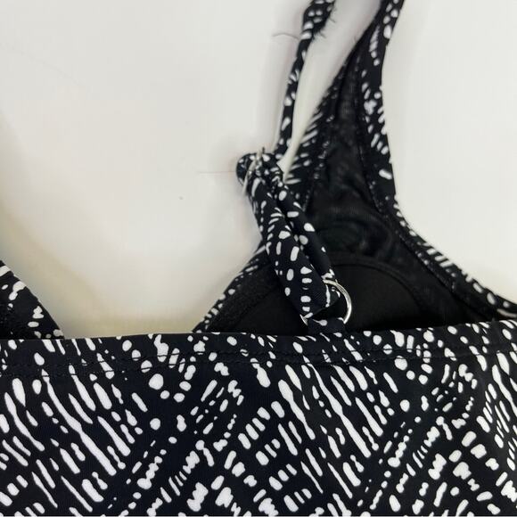 Swim Solutions Bow Front Swim dress black white - 8 - Picture 10 of 15